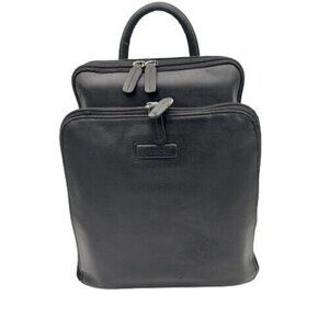 Tignanello Women Black Leather Backpack Organizer Multiple Compartments